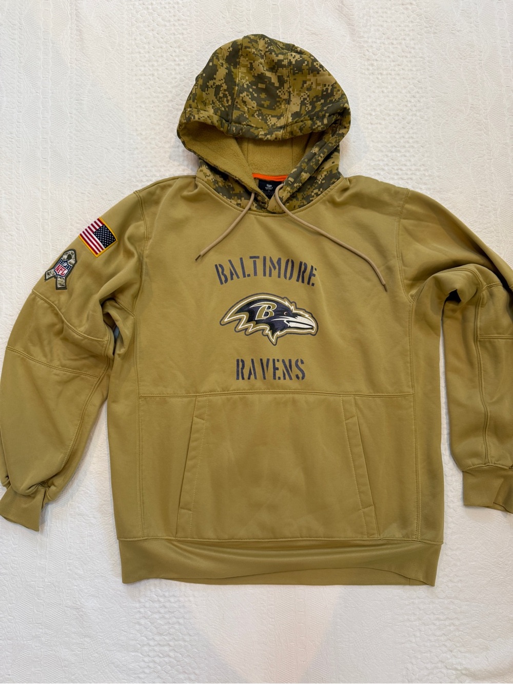 Baltimore Ravens Nike Khaki 2019 Salute to Service Therma Pullover Hoodie XL